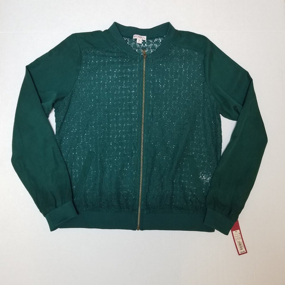 NWT Merona Womens Lace Jacket Green Size L